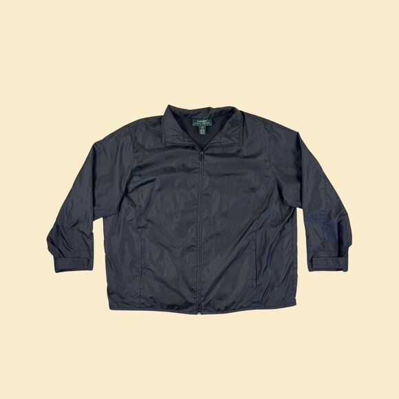 90s/Y2K black windbreaker by Lauren Ralph Lauren, size 2X zip up windbreaker - Picture 1 of 10